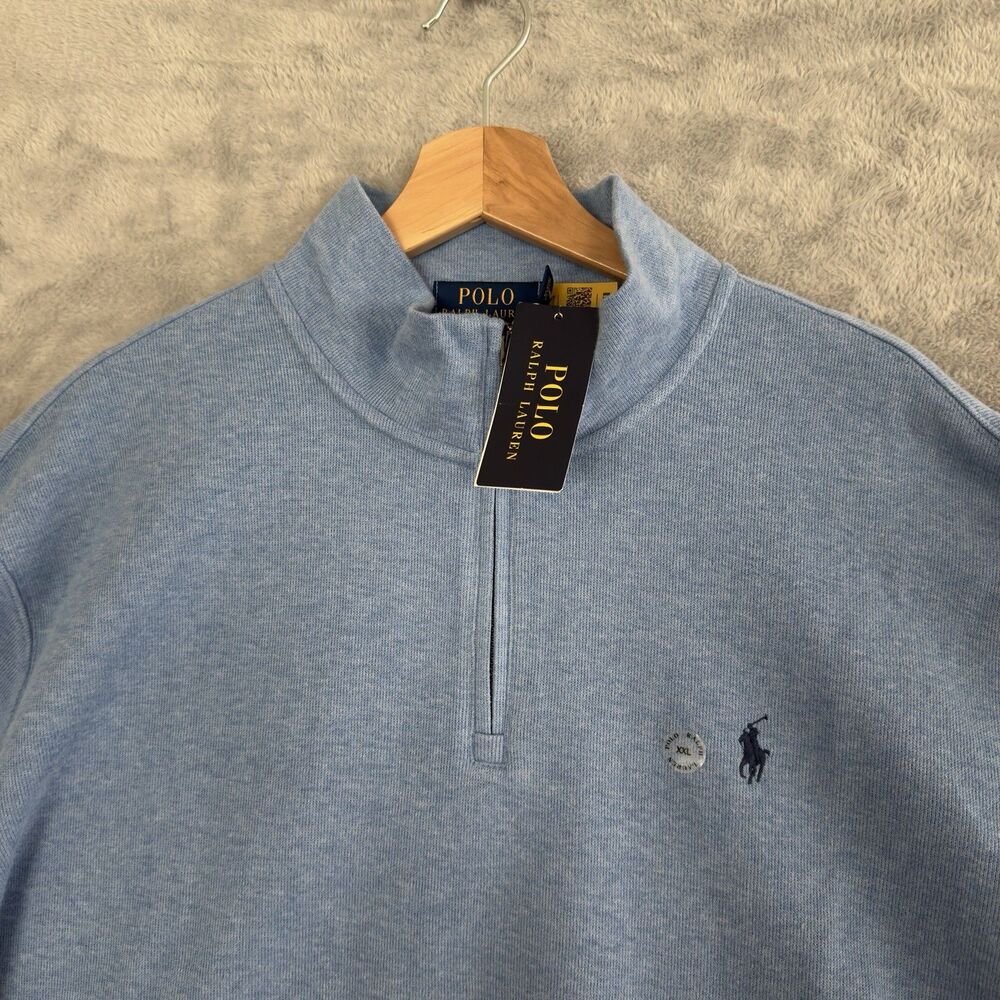 Polo Ralph Lauren Estate Rib Quarter Zip Pullover Mens XXL Blue NWT $125